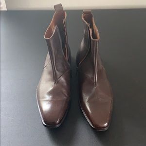 NWT CHOCOLATE BROWN ITALIAN LEATHER ANKLE BOOTS